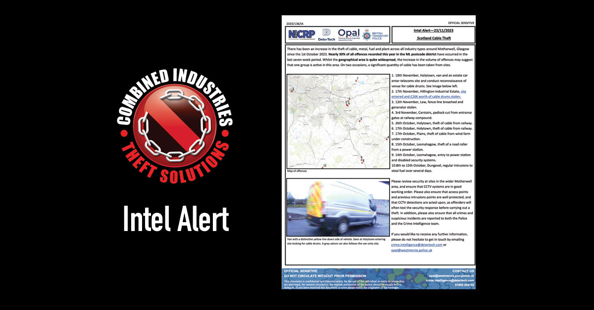 Intel Alert: Scotland Cable Theft – 23/11/2023