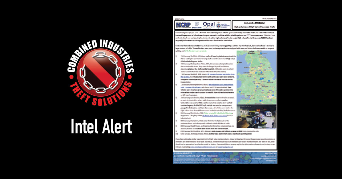 Intel Alert: High Volume and High Value Organised Thefts – 24/01/2024