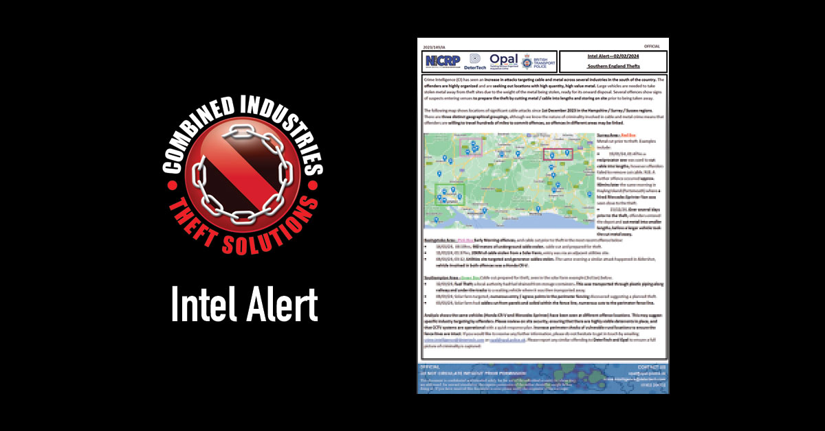 Intel Alert: Southern England Thefts – 02/02/2024
