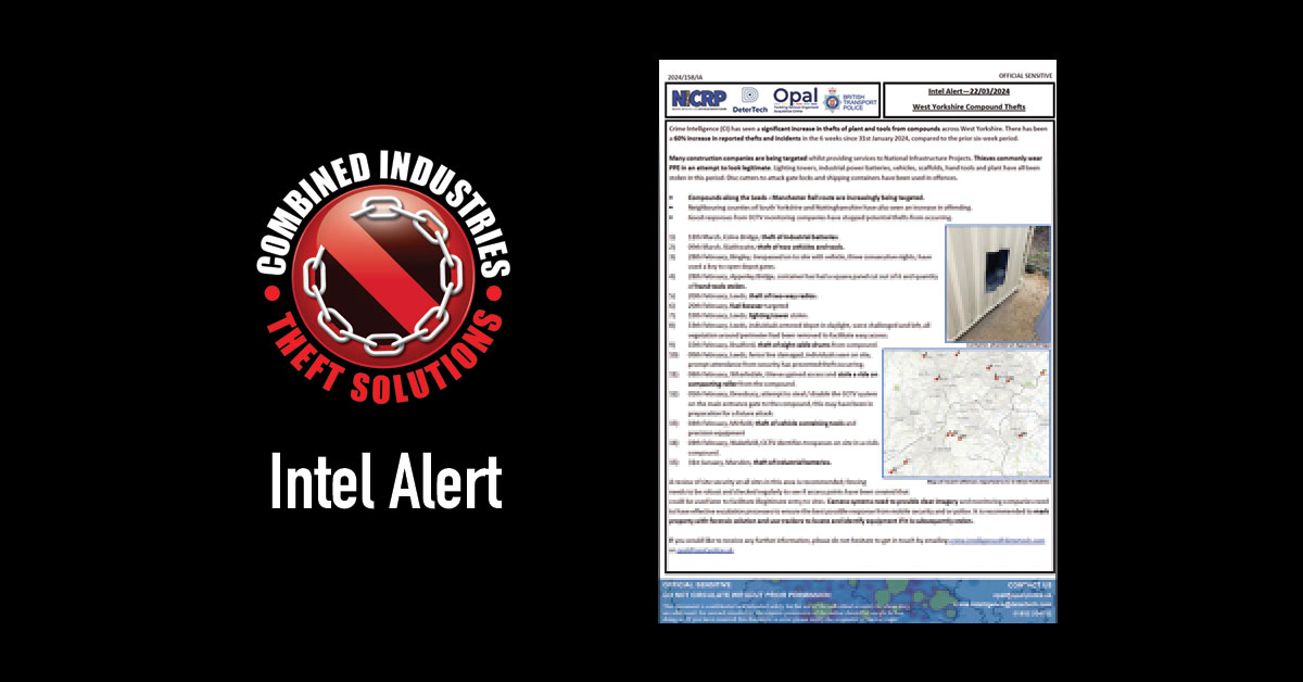 Intel Alert: West Yorkshire Compound Thefts – 22/03/2024