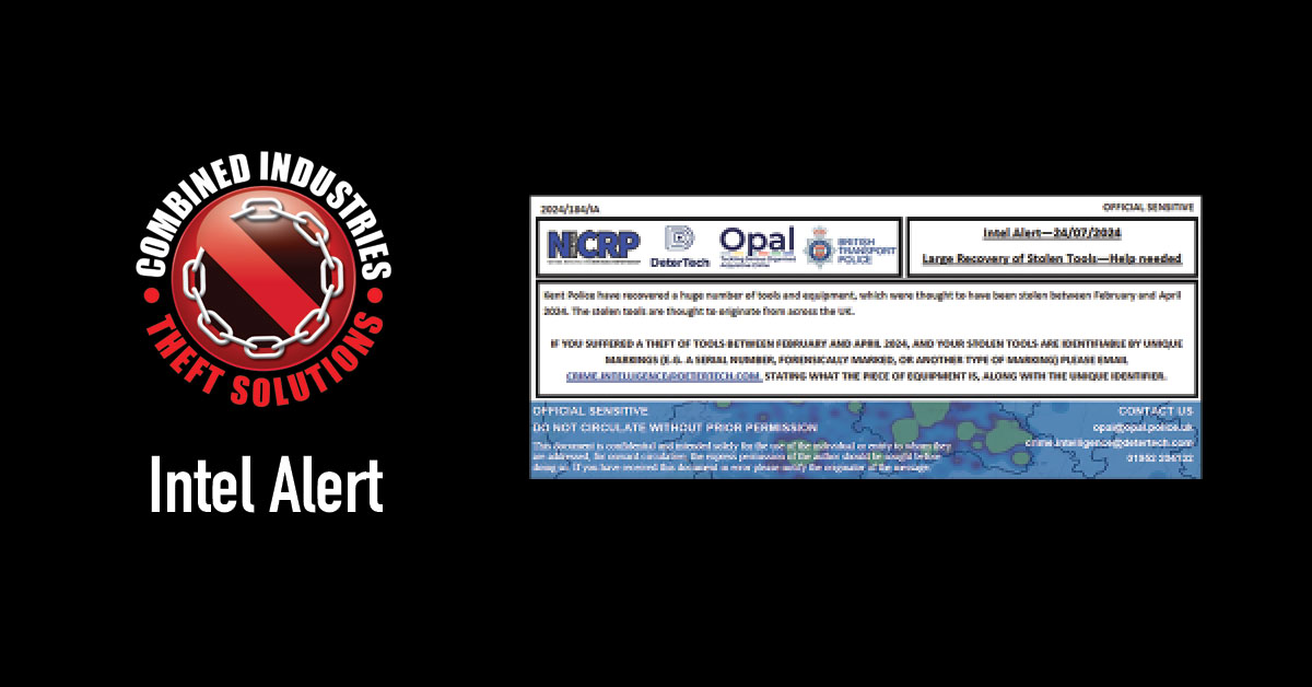 Intel Alert: Large Recovery of Stolen Tools – Help Needed – 24/07/2024